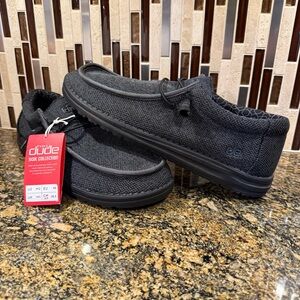 NWT Hey Dude Shoes Mens 12 Wally Black Casual Slip On Mocs Loafer Canvas Beach